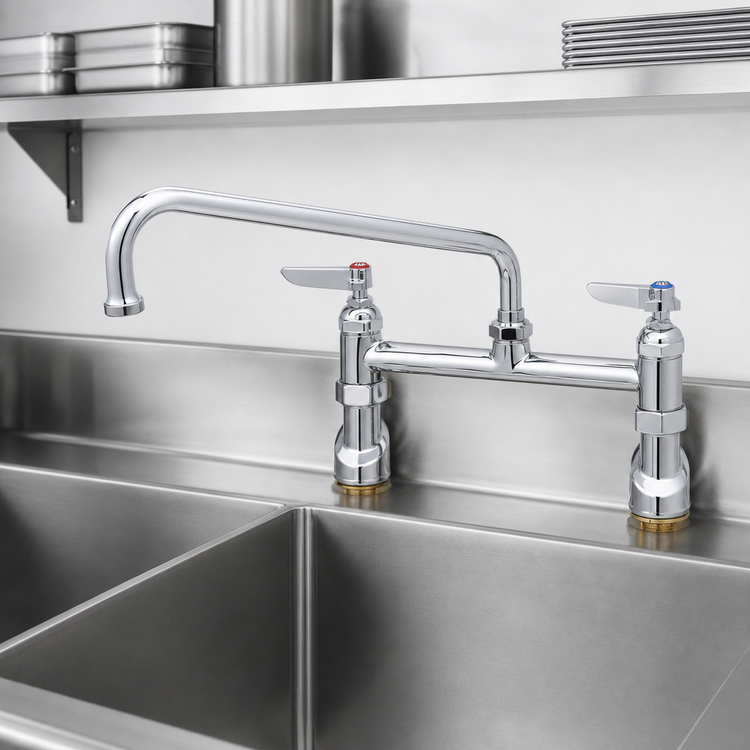 Product image #3 for T&S Brass Double Pantry Faucet with 12-Inch Swing Nozzle, 8-Inch Centers