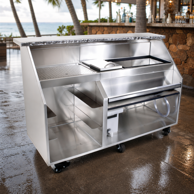 Product image #3 for Glastender Portable Bar for Glassware with 72-Inch Stainless Steel Top, 12-Inch Ice Bin and 30-Inch Iced Beverage Compartment