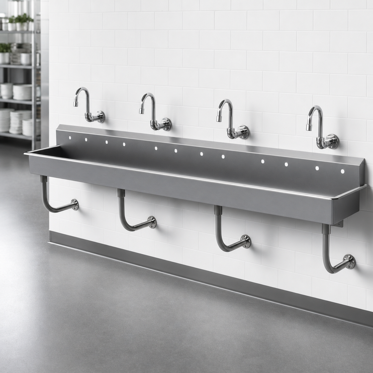 Product image #3 for Advance Tabco FS-WM-120-ADA Wall-Mounted Multiwash Hand Sink With Splash Mount Faucet Provision, 120-Inch, ADA Compliant