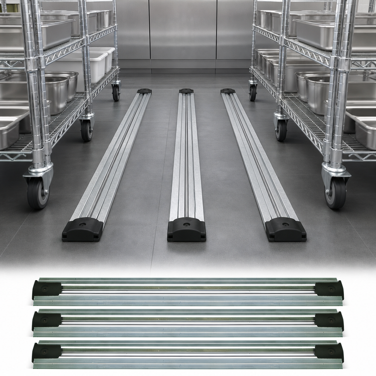 Product image #3 for Quantum Double-Unit Floor Track Assembly Kit with 3 9-Foot V-Groove Aluminum Tracks and End Stop Kits