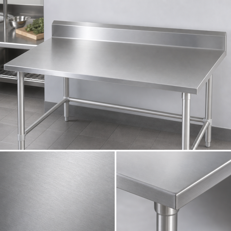 Product image #3 for John Boos Stallion 48-Inch x 30-Inch 16-Gauge Stainless Steel Work Table with 5-Inch Backsplash