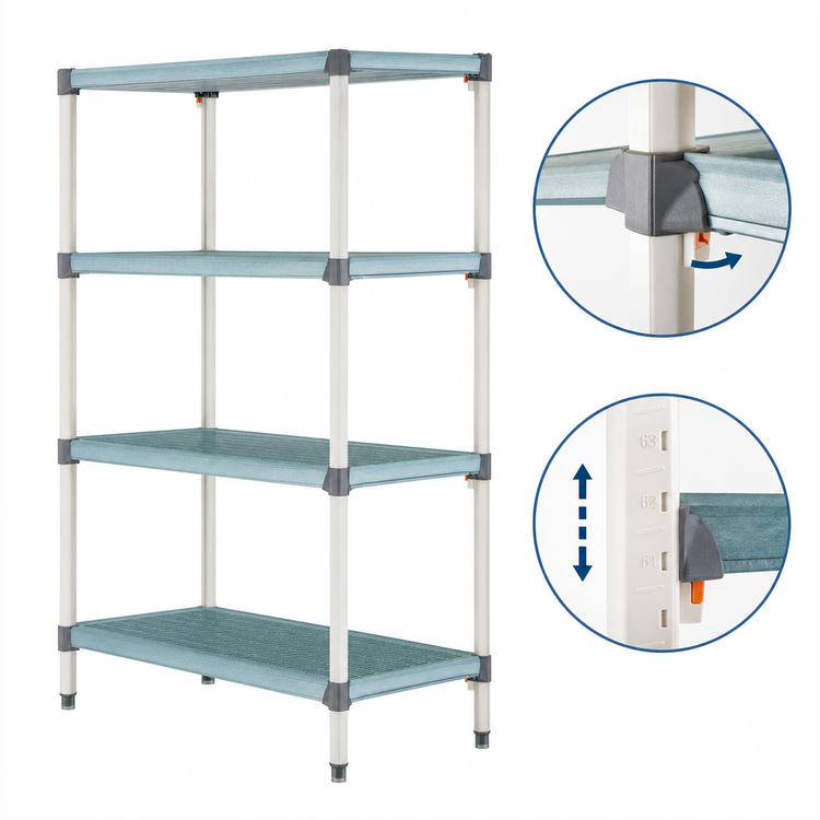 Product image #3 for MetroMax Q 42-Inch W x 21-Inch D x 63-Inch H 4-Shelf Polymer/Wire Stationary Starter Shelving Unit