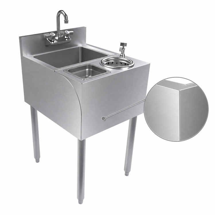 Product image #3 for BK Resources 18-Inch Wide Stainless Steel Underbar Speed Station with Dump Sink