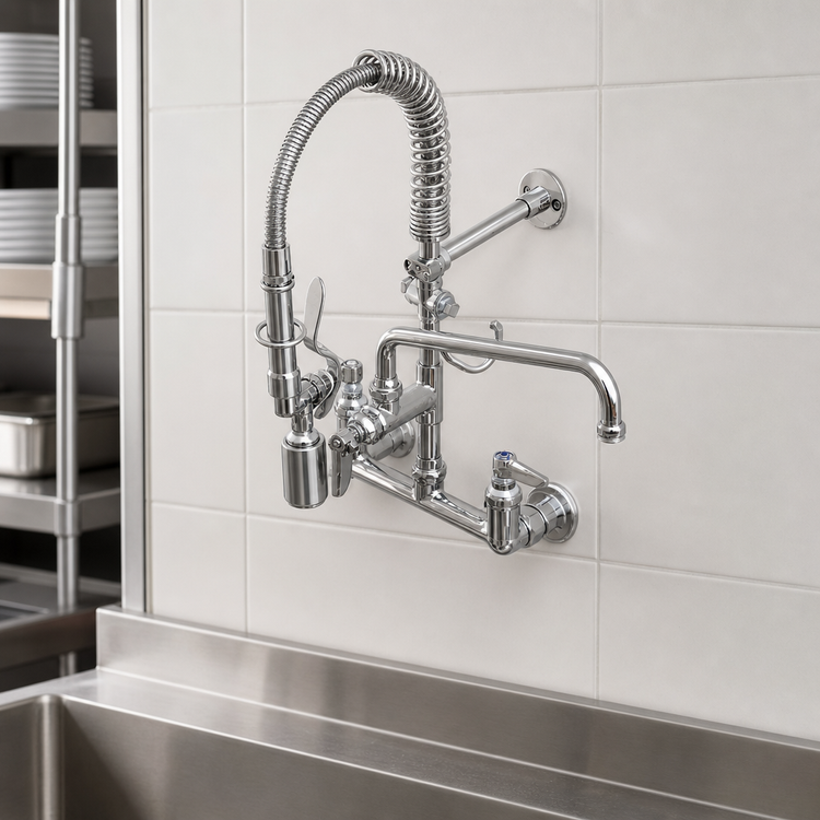 Product image #3 for T&S Brass EasyInstall Mini Wall-Mount Pre-Rinse Unit with 12-Inch Swivel Add-On Nozzle, 8-Inch Centers