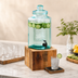 Thumbnail image #3 for Madera 2 Gallon Glass Beverage Dispenser with Infusion Chamber, Drip Tray, and Rustic Pine Base