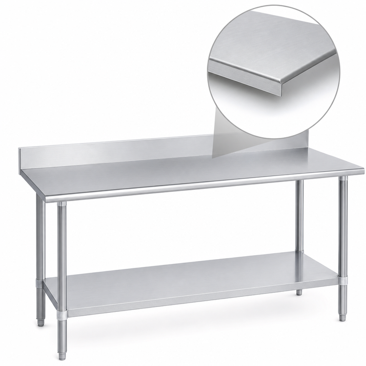 Product image #3 for Duke Deluxe 84 Inch x 24 Inch Stainless Steel Work Table with 5 Inch Riser and Galvanized Undershelf