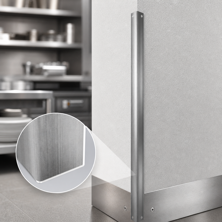 Product image #3 for Advance Tabco 48-Inch Stainless Steel Corner Guard, 2" x 2", 16-Gauge, Adhesive Backed