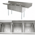 Thumbnail image #3 for Omcan USA 90-Inch 3-Compartment Pot Sink with Left and Right Drainboards, 18-Gauge 304 Stainless Steel