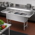 Thumbnail image #3 for 3-Compartment Fabricated Sink with Left and Right Drainboards, 14-Gauge 304 Stainless Steel, 24 x 30 x 14-Inch Bowls