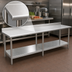 Thumbnail image #3 for Eagle Group Budget Series 144-Inch x 24-Inch Stainless Steel Work Table with 4-1/2-Inch Backsplash and Galvanized Undershelf