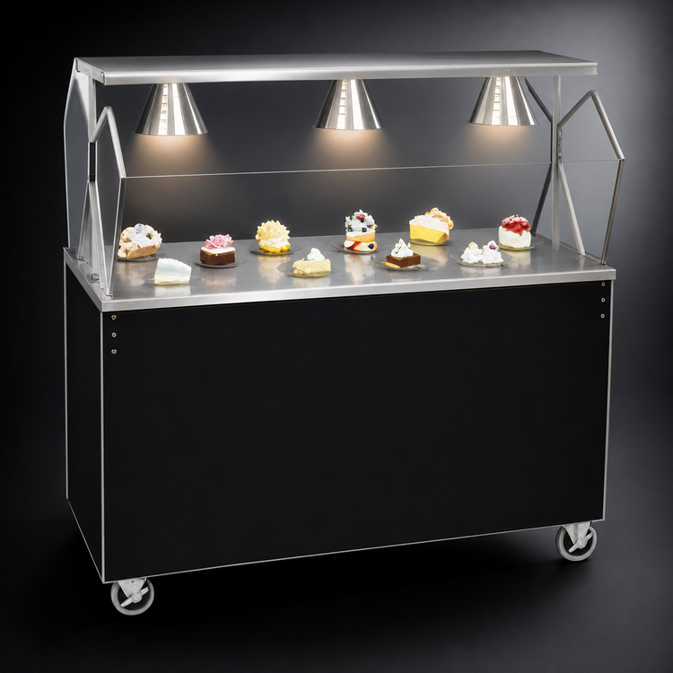Product image #3 for Vollrath 2-Series Affordable Portable 60-Inch White Utility Station with Lighted Breath Guard and Sliding Door Storage