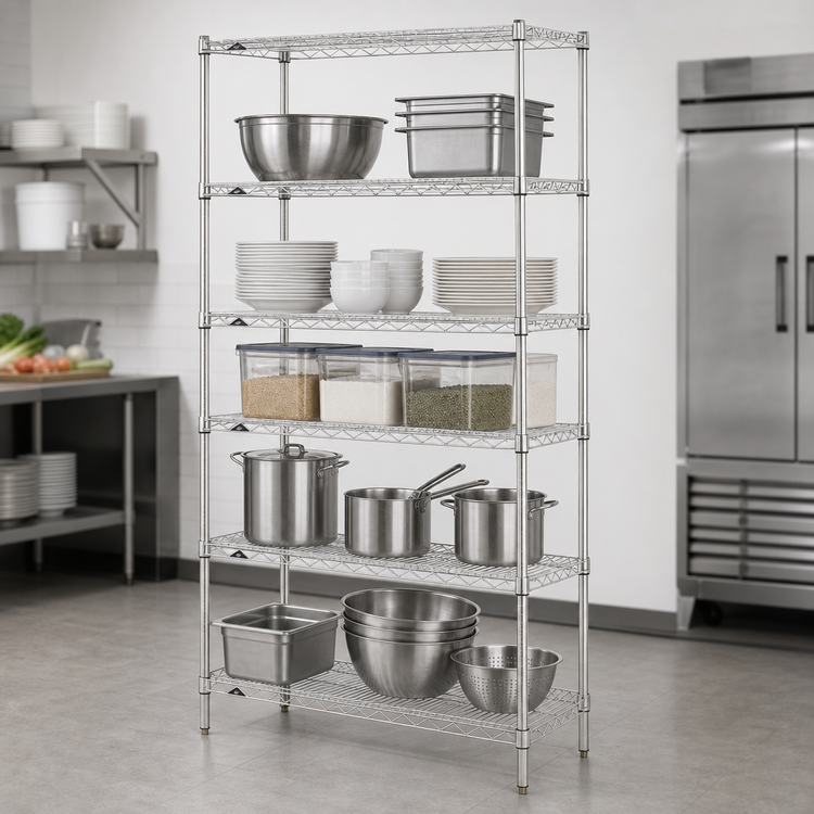 Product image #3 for Metro Super Erecta 60"W x 21"D x 74"H 5-Shelf Chrome Plated Wire Shelving Starter Unit