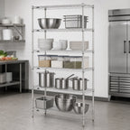 Thumbnail image #3 for Metro Super Erecta 5N467C Stationary 5-Shelf Chrome-Plated Wire Shelving Starter Unit, 60"W x 21"D x 74"H