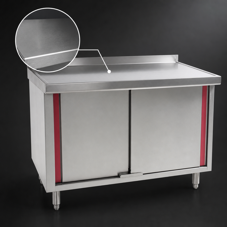 Product image #3 for Spec-Master Marine Series Enclosed Stainless Steel Work Table with Cabinet Base and Hinged Doors, 84 x 30 Inches