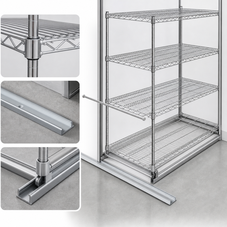Product image #3 for Eagle Floor-Trak Single-Deep High-Density Storage Floor Track Kit for Wire Shelving, 14 Ft.
