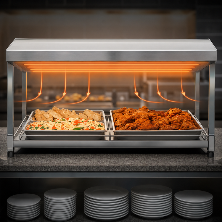 Product image #3 for Hatco Glo-Ray 54-Inch x 25.5-Inch Freestanding Heated Shelf with Stainless Steel Top