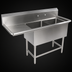 Thumbnail image #3 for John Boos Pro-Bowl 2-Compartment Stainless Steel Sink with Left Drainboard and 10-Inch Backsplash