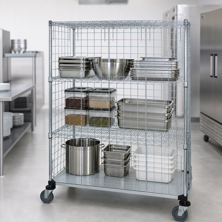 Product image #3 for Quantum Wire Enclosed Mobile Shelving Cart, 60 x 24 x 69 Inches, 1200 lb Capacity