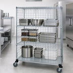 Thumbnail image #3 for Quantum WRCS4-63-2460EP Wire Enclosed Mobile Shelving Cart, Chrome, 60 x 24 x 69 Inches, 4 Shelves, 1200 lb Capacity