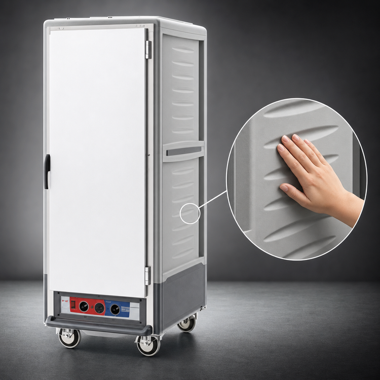 Product image #3 for Metro C5 3 Series Gray Insulation Armour Mobile Full-Height Heated Holding Cabinet, Solid Door, Universal Wire Slides