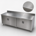 Thumbnail image #3 for Advance Tabco Special Value Series 120-Inch x 30-Inch 16-Gauge 304 Stainless Steel Cabinet Base Work Table with Mid-Shelf, Hinged Doors, and 5-Inch Backsplash