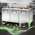 Thumbnail image #3 for True TSSU-72-16-HC 72-Inch 3-Door Solid Door Sandwich/Salad Prep Table with 16 1/6-Pan Capacity and Rear-Mounted Self-Contained Hydrocarbon Refrigeration
