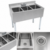 Thumbnail image #3 for BK Resources Slim-Line 3-Compartment Underbar Sink, 36 Inch, 304 Stainless Steel, with Faucet and Drains