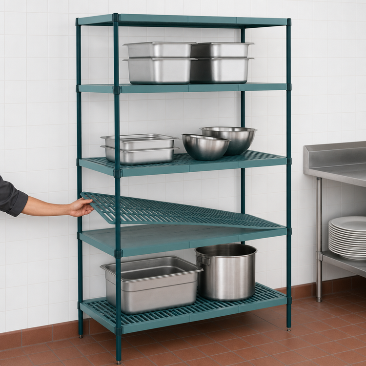 Product image #3 for Metro Super Erecta Pro Stationary Polymer Shelving Starter Unit, 21"W x 54"D x 63"H, 4 Shelves