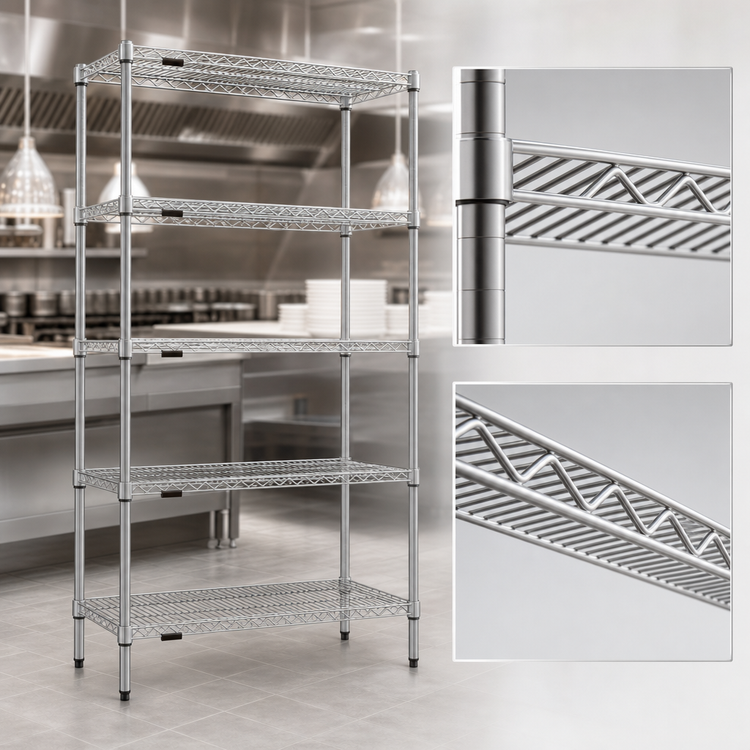 Product image #3 for Eagle Group 5-Tier Stationary Starter Wire Shelving Unit, 60 Inches W x 24 Inches D x 86 Inches H, Stainless Steel Finish