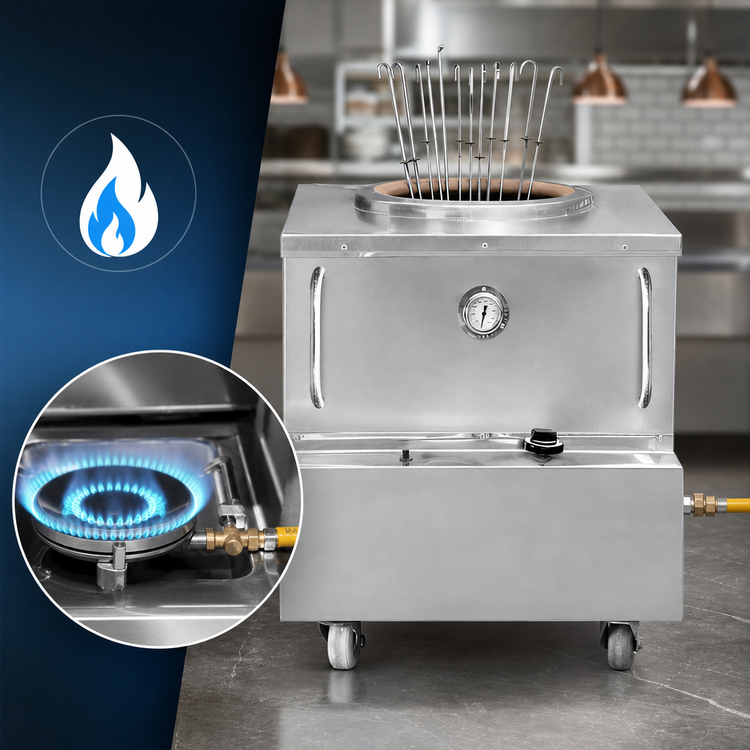 Product image #3 for Stainless Steel Natural Gas Tandoor Clay Oven with Accessories, 28 x 30 x 36 Inches, 48,000 BTU