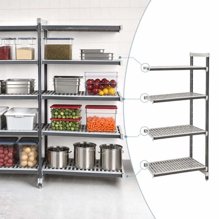 Product image #3 for Cambro Camshelving Elements XTRA 24" x 24" x 64" 4-Tier Stationary Add-On Polymer Shelving Unit