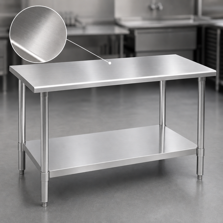 Product image #3 for Eagle Group Budget Series 84-Inch x 30-Inch Flat Top Work Table with 430 Stainless Steel Top and Adjustable Undershelf