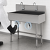 Thumbnail image #3 for Advance Tabco 40-Inch Wide 2-Station Knee-Operated Floor-Mounted Hand Wash Sink with Gooseneck Spouts