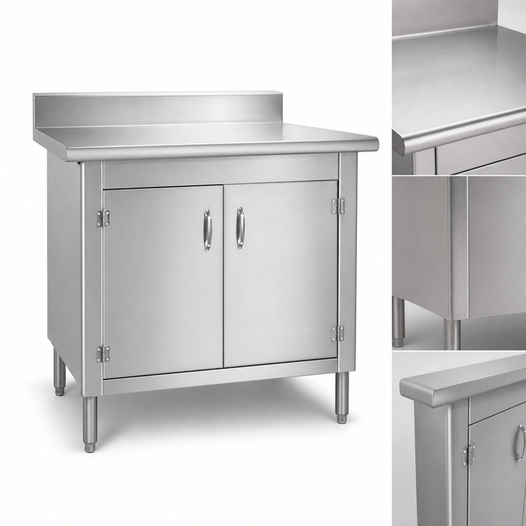 Product image #3 for Eagle Group 60 x 30 Inch Knock Down Enclosed Work Table with Cabinet Kit, 4-1/2 Inch Backsplash, Hinged Doors