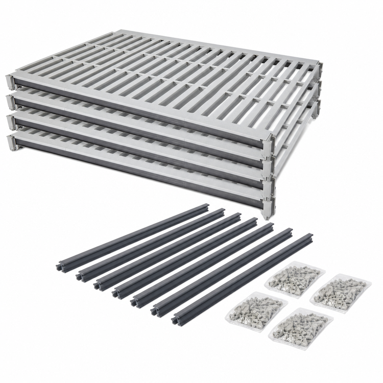 Product image #3 for Cambro Camshelving Elements XTRA 24" x 36" 4-Shelf Universal Vented Shelf Kit, Speckled Gray