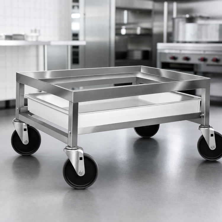 Product image #4 for Stainless Steel Poultry Crate Dolly with Drip Pan and 5-Inch Swivel Casters
