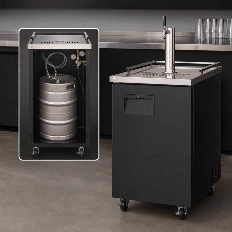 Product image #3 for Everest Refrigeration One-Section Direct Draw Keg Beer Dispenser with Single-Faucet Stainless Steel Draft Tower, 8.0 Cu. Ft.