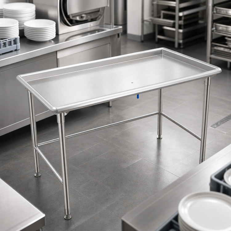 Product image #3 for John Boos 16-Gauge Stainless Steel Dish Sorting Table with 2-1/4 Inch Raised Edge, 48-7/8 Inch W x 30-3/8 Inch D