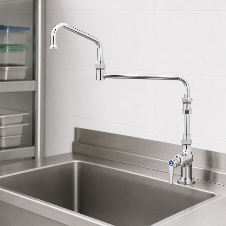 Product image #3 for T&S Brass Single Pantry Deck-Mount Faucet with 18-Inch Double-Joint Swing Nozzle