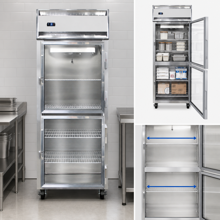 Product image #3 for Continental Refrigerator 1FESNSAGDHD One-Section Extra-Wide Reach-In Freezer with Half-Height Glass Doors