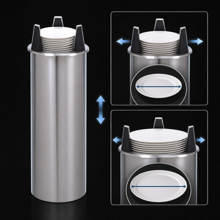 Product image #3 for Eagle Director's Choice Adjustable Drop-In Unheated Shielded Plate Dispenser for 10-Inch to 13-1/4-Inch Round Plates