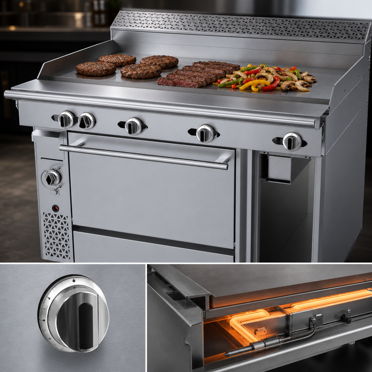 Product image #3 for Garland Cuisine Series 48-Inch Natural Gas Thermostatic Griddle Top Range with Convection Oven and Cabinet Base