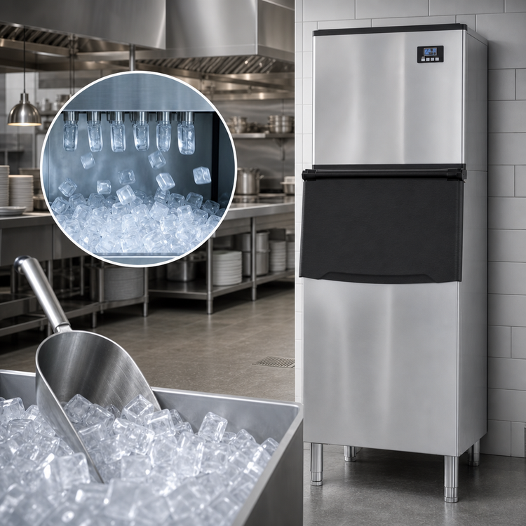 Product image #3 for Koolmore Commercial Freestanding Full Cube Ice Machine with 200 lb Bin, 420 lb Daily Production