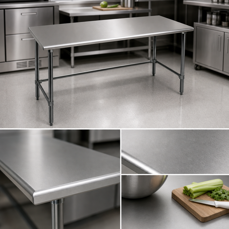 Product image #3 for BlendPort® Deluxe Series Corner Stainless Steel Work Table, 30" x 30", 16-Gauge Top, Open Galvanized Base