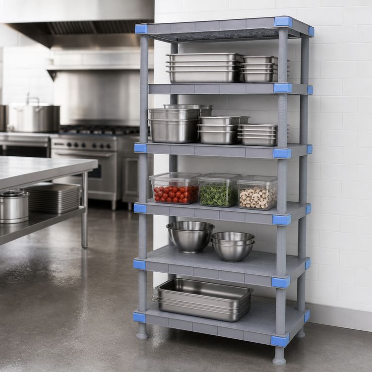Product image #3 for Millenia Gray Polymer Stationary Starter Shelving Unit with 5 Solid Shelves, 30"W x 21"D x 50"H