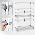 Thumbnail image #3 for Metro Super Erecta 5A367C Chrome Wire Shelving Starter Unit, 5 Adjustable Shelves, 4 Posts, 60W x 18D x 74H