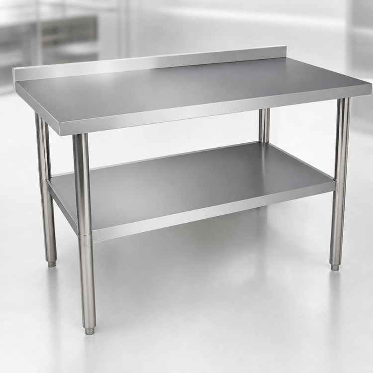 Product image #3 for Heavy Duty 18/430 Stainless Steel Work Table with 2-Inch Backsplash, 84 x 24 Inches