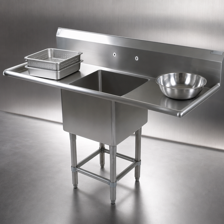 Product image #3 for John Boos Pro-Bowl 1-Compartment Stainless Steel Sink with 24 x 24 x 14 Bowl and 30-Inch Left and Right Drainboards