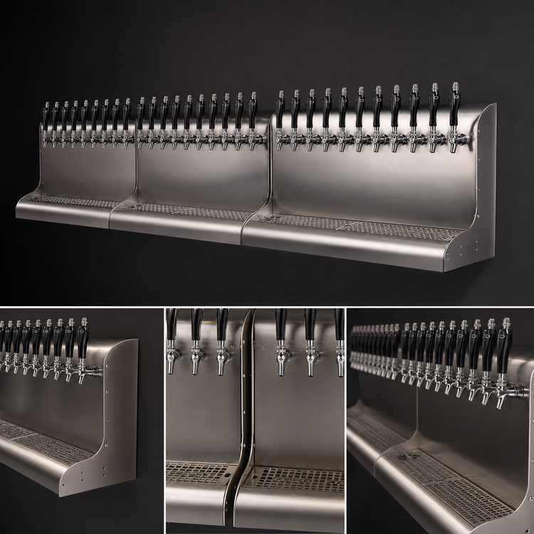 Product image #3 for Perlick 4076BK12 Modular Wall-Mount Glycol-Cooled Draft Beer Dispensing Tower, 12 Faucets, Stainless Steel