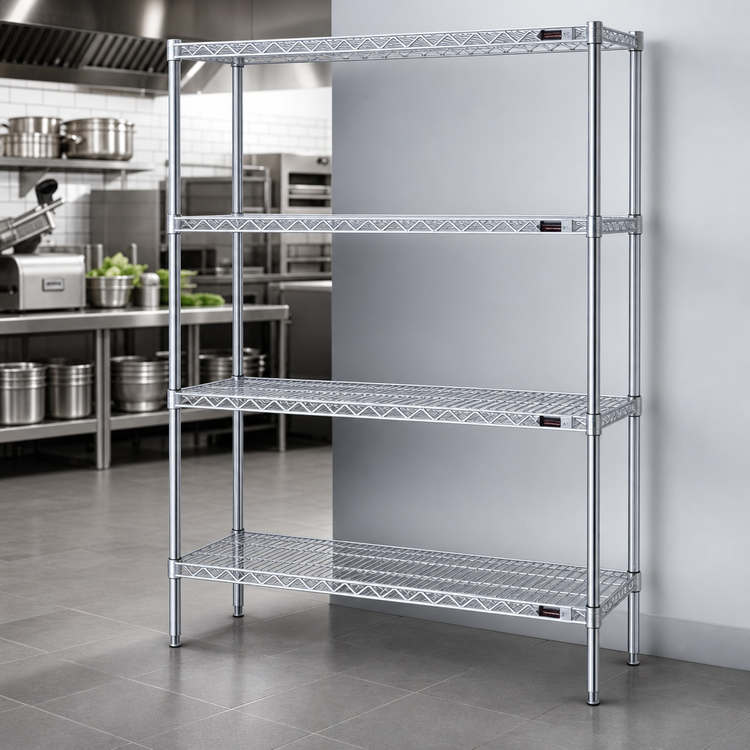 Product image #3 for Eagle Group 4-Tier Starter Wire Shelving Unit with QuadTruss Shelves, 72W x 18D x 63H, Stainless Steel Finish